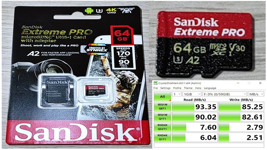 Sandisk Extreme Pro 64GB ความเร็วการเขียนสูงสุด 90MB/s
